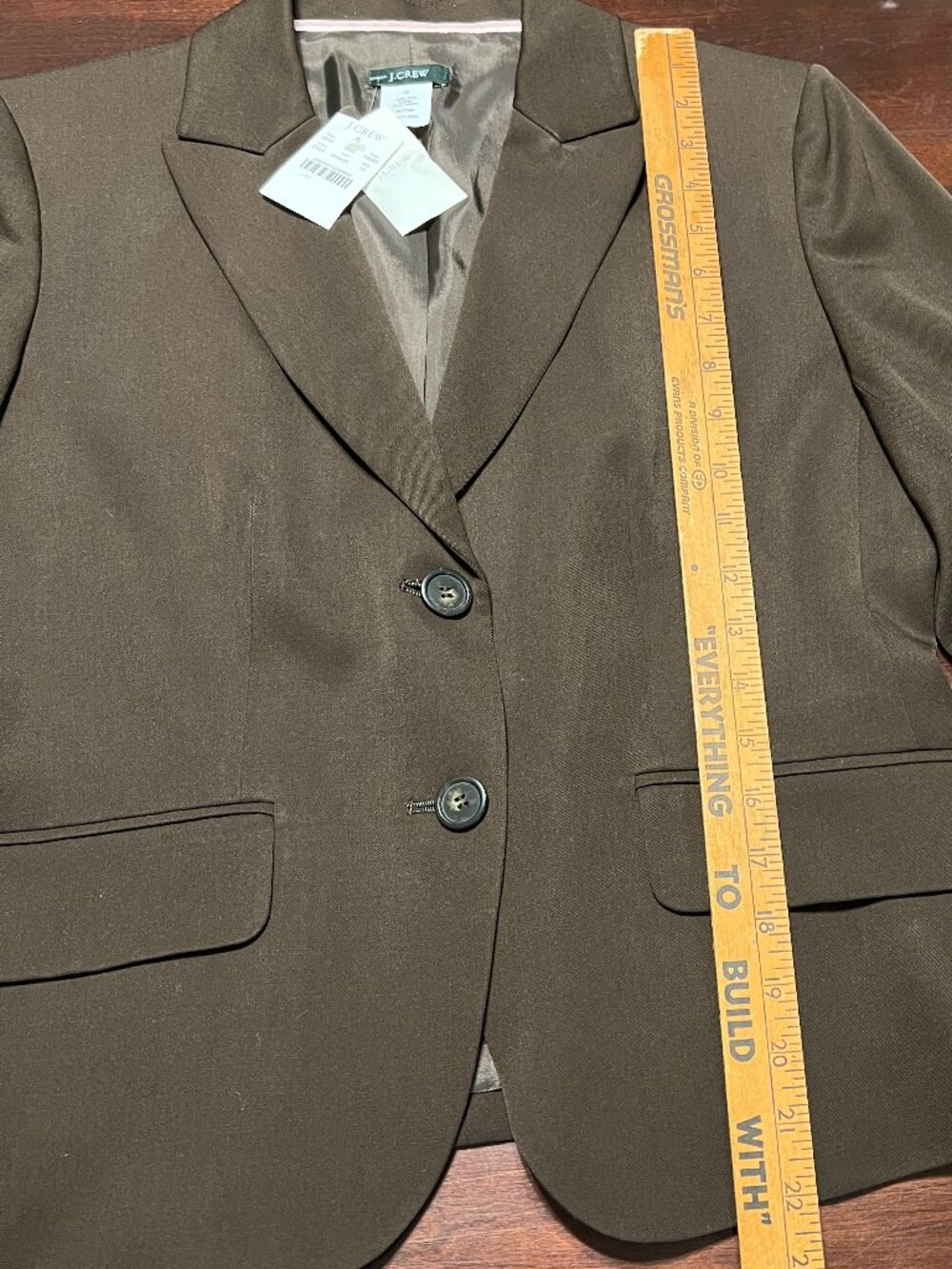 VTG J CREW WOOL CREPE BLAZER COCOA BROWN SIZE 8/10 WITH TAGS - Picture 10 of 11